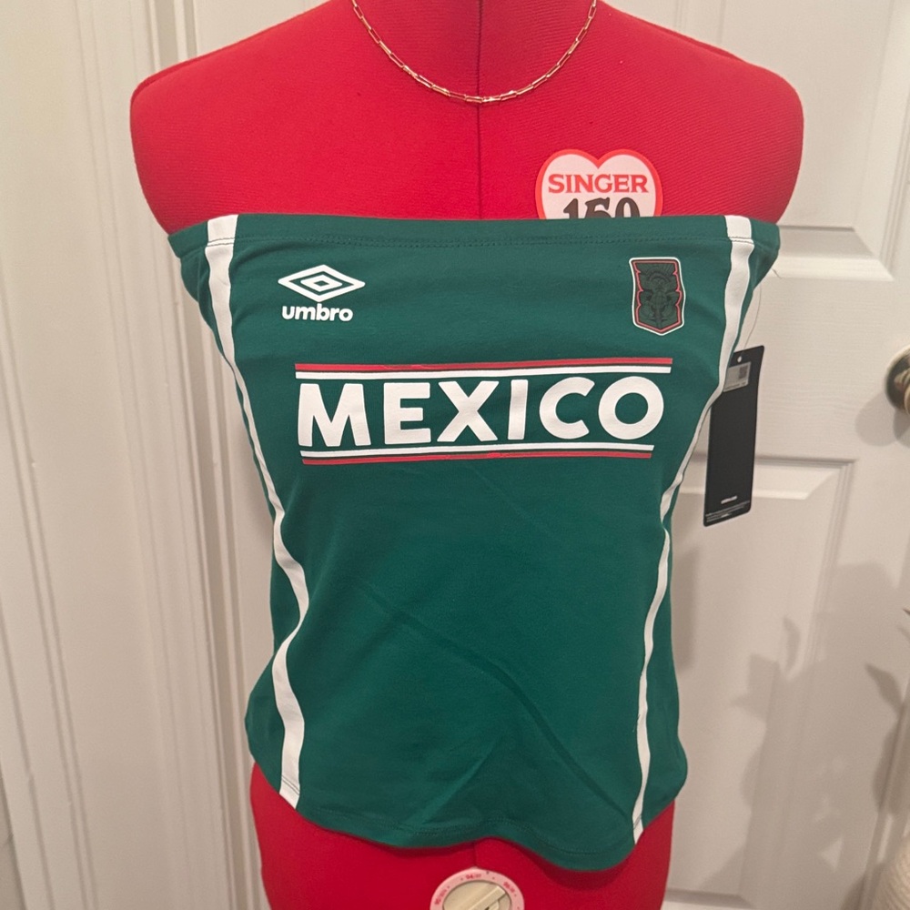 Umbro Green Mexico Soccer Tube Top with White Accents
